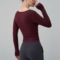 thumbnail image 4 of aidice Workout Tops for Women Round Neck Long Sleeve Side Ruched Slim Fitting Yoga Athletic Tshirts, 4 of 4
