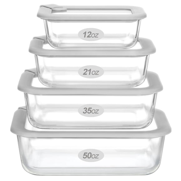 Recipientes de vidrio para alimentos EcoEvo Grey-J4R, juego de 4