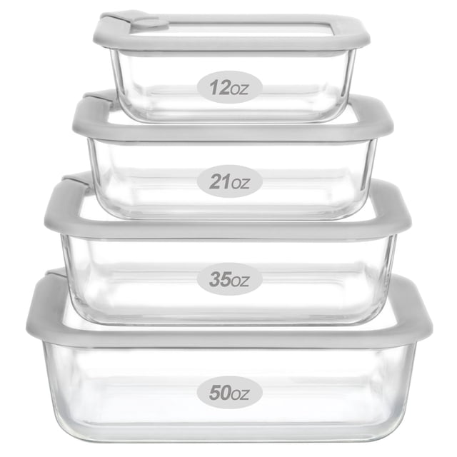Recipientes de vidrio para alimentos EcoEvo Grey-J4R, juego de 4
