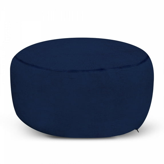 Faux Suede Ottoman Pouf, Digitally Printed Weathered Texture, Decorative Soft Foot Rest with Removable Cover Living Room Dorm and Office Furniture, Navy Blue, by Ambesonne