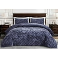 thumbnail image 2 of Chezmoi Collection Lux Purple Velvet Quilt Queen Set, 3-Piece Lush Plush Distressed Velvet Bedding All Season Lightweight Bedspread Brushed Microfiber Reverse with Diamond Stitch Quilting, 2 of 9