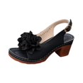 thumbnail image 5 of EKVAHL Orthopedic Block Heel Sandals for Women, Slingback Floral Decor Slip On Dress Shoes, Hollow Cut Party Wedding Daily Sandals Black, 5 of 5