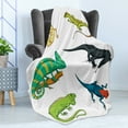 thumbnail image 4 of Salamander Soft Flannel Fleece Throw Blanket, Pattern of Colorful Exotic Reptiles, Cozy Plush for Indoor and Outdoor Use, 70" x 90", White Multicolor, by Ambesonne, 4 of 5