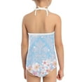 thumbnail image 3 of SEANATIVE One Piece Bathing Suit Size 5-6 Years Cherry Blossom Axolotl Beach Swimwear for Vacation Quick Dry Lace Up Swimsuit for Kids Girls, 3 of 5