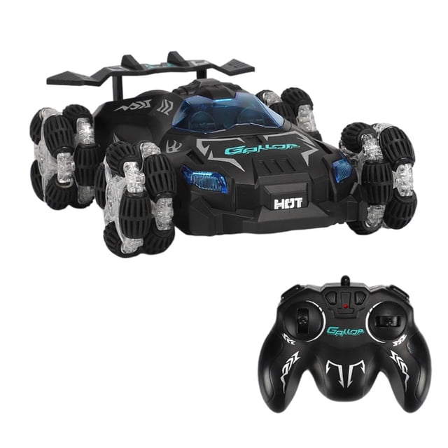 Seitruly Coche de Control remoto Jet Spray para niños, juguete de vehículo de Control remoto con dispositivo Jet Spray, coche de juguete RC con luz y Accesorios para aéreos cuerpo negro