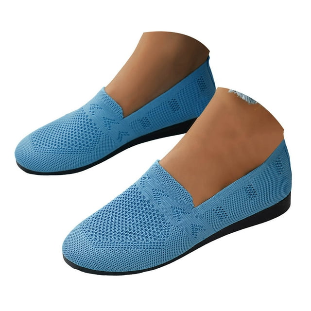 Mepaouo Ballerines pour Femmes Confortables à Bout Rond en Tricot à Enfiler Chaussures Décontractées de Bureau Robe Mary Jane