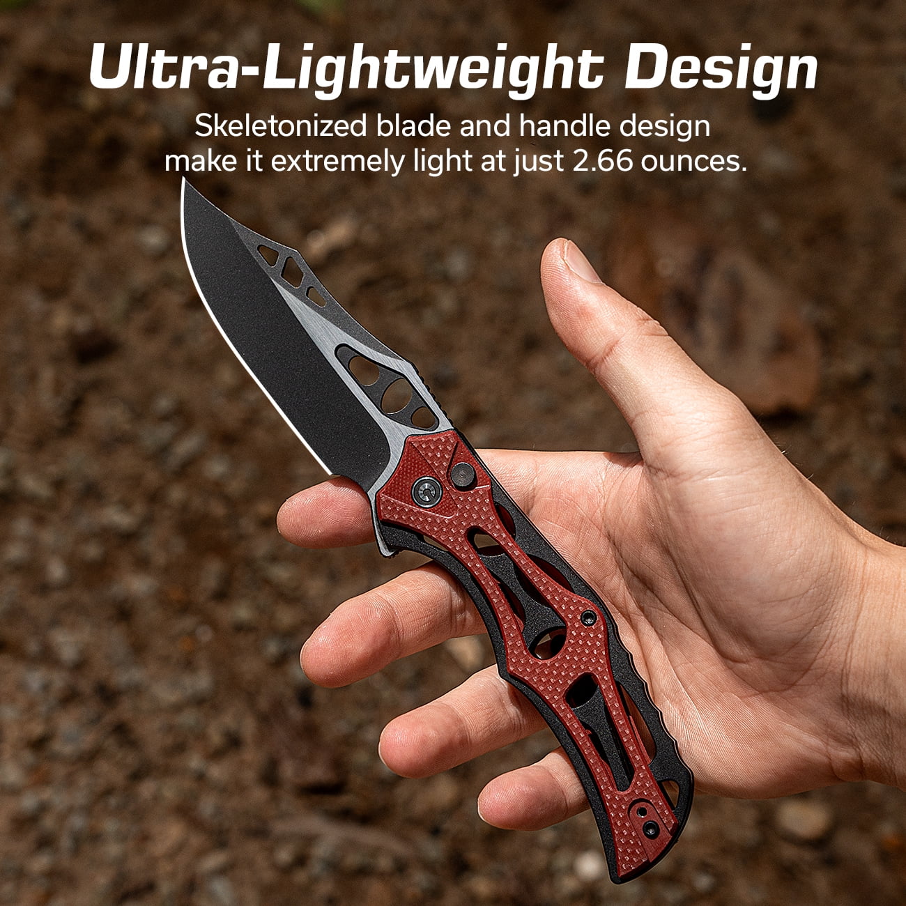 CIVIVI Biophase Pocket Folding Knife with 3.48" Nitro-V Blade, Black Aluminum with Burgundy Coarse G10 Handle C23083C-1