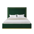 thumbnail image 3 of Creed Bed Hunter Green Velvet Queen Upholstered Powder Coated Gold Frame Base, 3 of 10