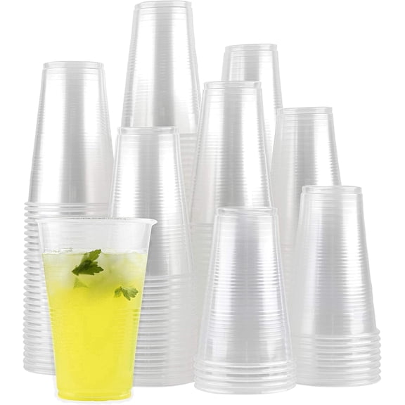 PLASTICPRO 12 Oz Clear Disposable Cups Plastic Cups for Party, 200-Pack