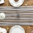 thumbnail image 6 of Sm:)e Pearl Grey Gauze Table Runner 120 Inch 10FT, Table Decor for Wedding Anniversary Birthday Outdoor Home Party Table, 6 of 7