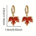 thumbnail image 4 of Red Maple Leaf Drop Earrings Inlaid Water Drop Shape Zircon Pendant Sweet Hoop Earrings Holiday Jewelry, 4 of 5
