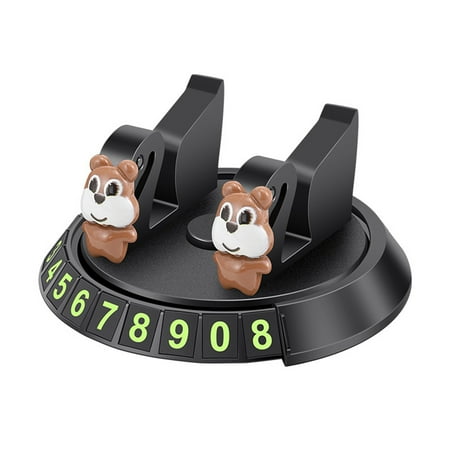 

360 Degree Rotation Car Navigation Phone Stand with Hidden Parking Number Plate Cartoon Cute for Doll Ornament Phone Bra