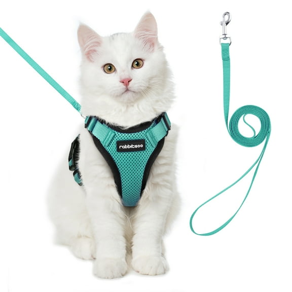 rabbitgoo Cat Harness and Leash for Walking, Escape Proof Soft Adjustable Vest Harnesses for Cats, Easy Control Breathable Reflective Strips Jacket, Green