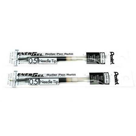 2 Pk Pentel LRN5-A EnerGel Refills, 0.5 mm Fine Needle Tip, Black