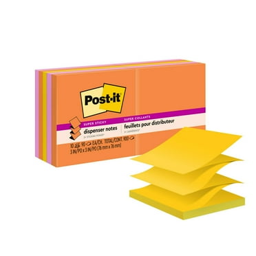 Post-it Super Sticky Dispenser Pop-up Notes, 3 in x 3 in, Energy Boost, 10 Pads