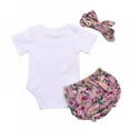 thumbnail image 3 of Infant Toddler Baby Girl Clothes Ruffle Romper Bodysuit Floral Short Pants Headband Outfits, 3 of 12