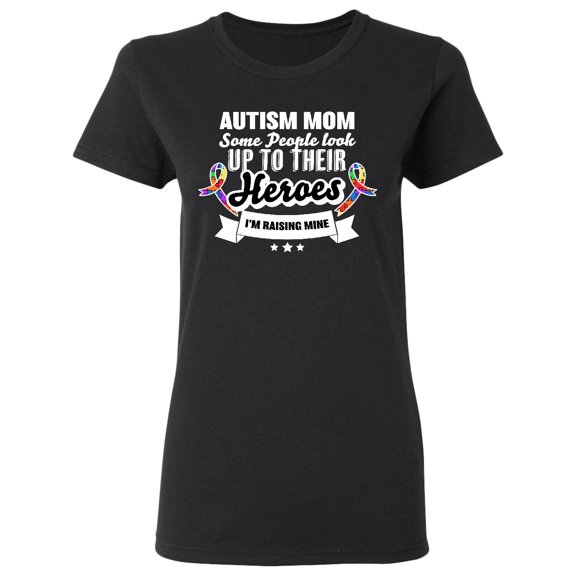 Inktastic Autism Awareness Autism Mom with Puzzle Ribbons Women's T-Shirt