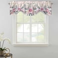 thumbnail image 2 of Tie Up Valances for Windows, Pink Roses Floral Adjustable Valance Curtains Window Treatment for Living Room/Bedroom, Vintage Romance Botanical Flowers Rod Pocket Kitchen Curtains & Drapes 42x18 Inch, 2 of 9