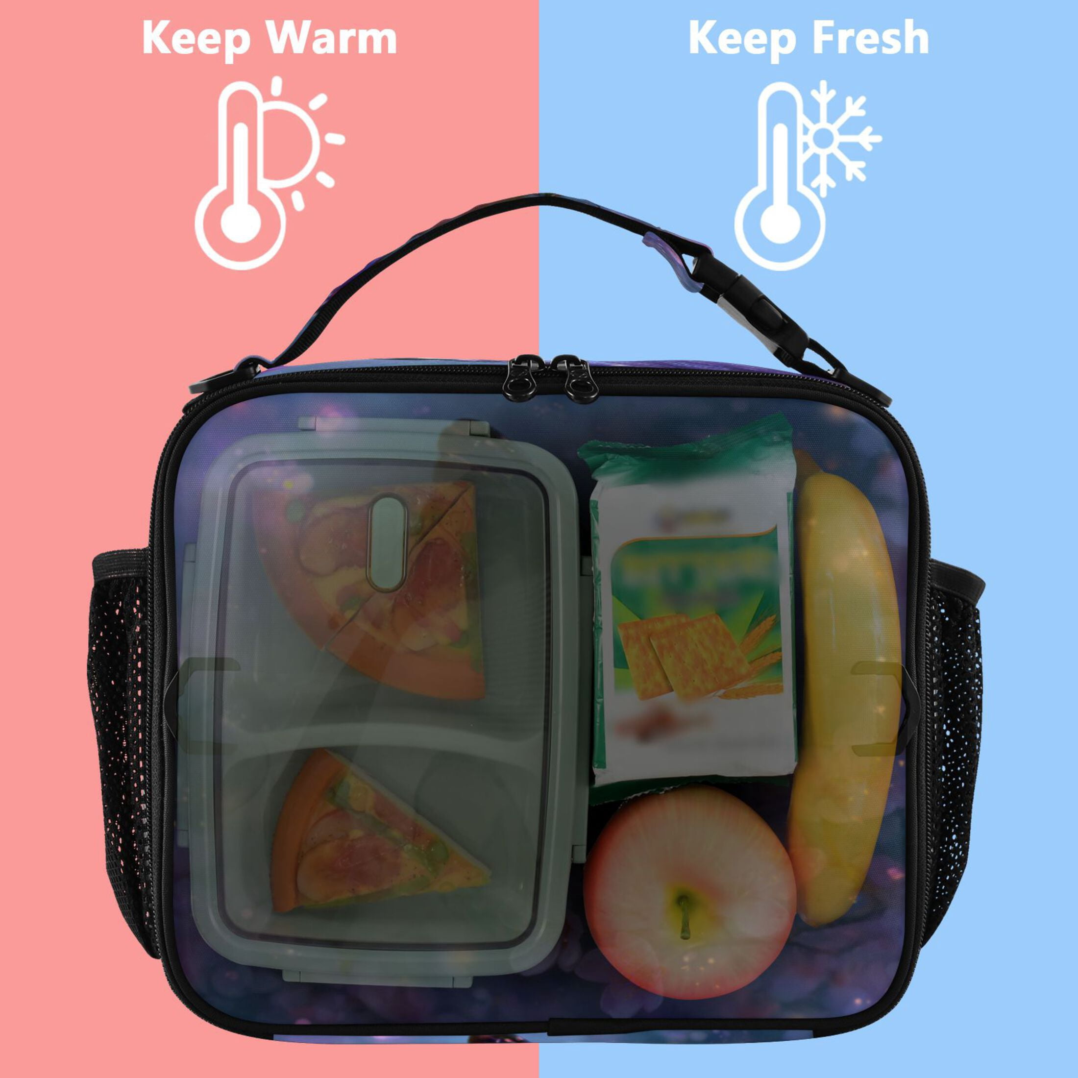 Wobogo Sakura Purple Butterfly Lunch Bag Insulated Portable Cooler Tote Bag for for Adults Kids Work Office School Picnic Beach