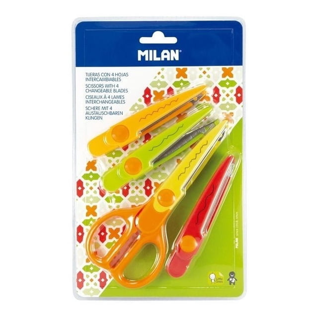 Tijeras Zig Zag Milan Con 4 Hojas Intercambiables Naranja