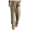 thumbnail image 2 of Riforla Men Spring and Summer Pant Casual All Solid Color Painting Cotton Loose Plus Size Trouser Fashion Beach Pockets Pant Khaki XXL, 2 of 7