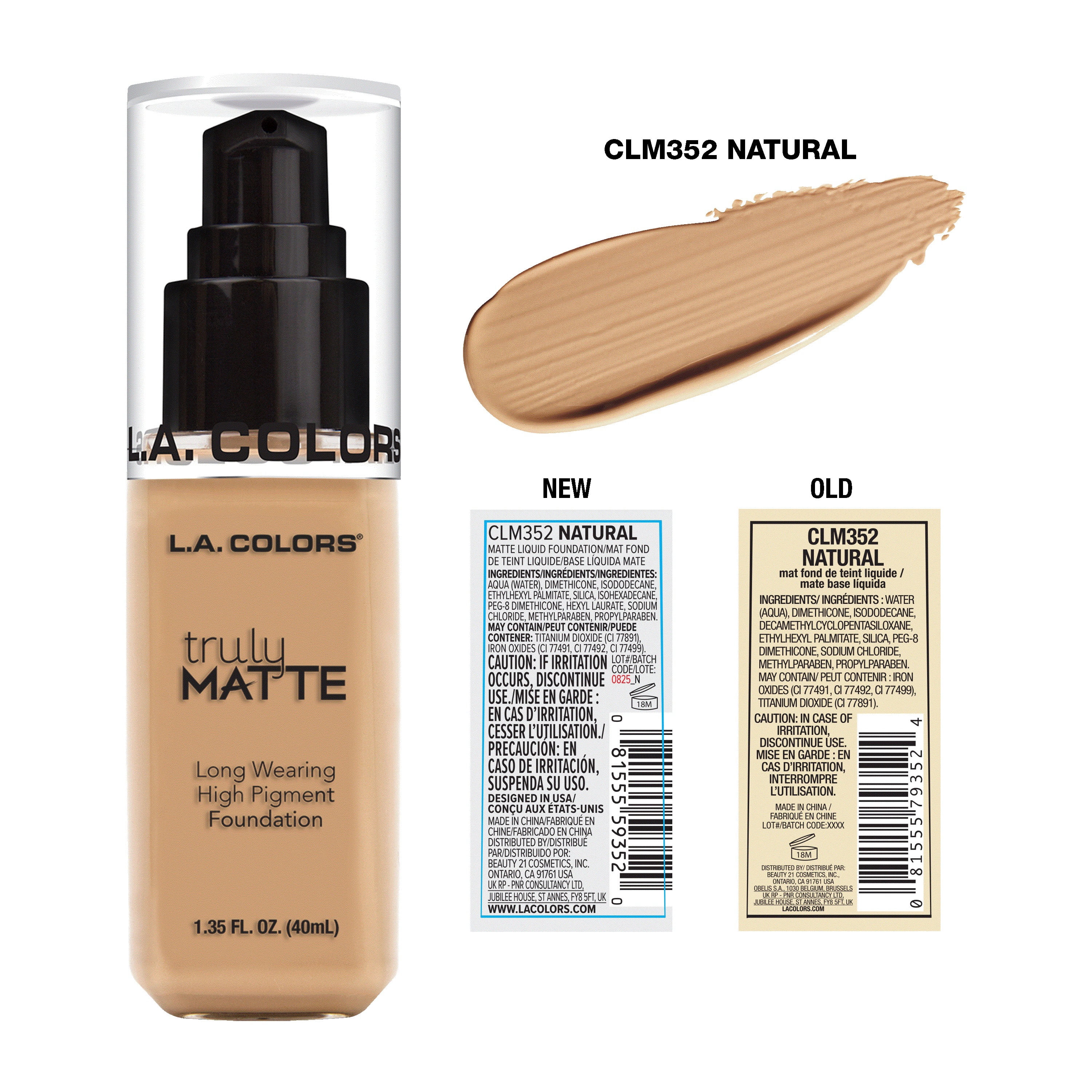 L.A. COLORS Liquid Truly Matte Foundation, Natural, 1.35 fl oz