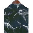 thumbnail image 4 of LA LEELA Men's Short Sleeve Button Down Casual Camp Shirts Summer Dress Shirt Tops with Pocket Spread Collar Beach Vacation Shirts for Men M Allover Sharks, Navy Blue, 4 of 5