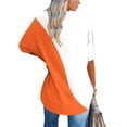 thumbnail image 5 of Fengqque Womens Plus Size Summer T Shirts Womens Oversized Tshirts V Neck Short Sleeve Color Blocking Tops Summer Casual Loose Fit Tunic Tee Shirt Women's Tops Orange XL(XL), 5 of 6
