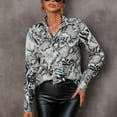 thumbnail image 3 of SWSMCLT Women's Lightweight Shirt Button Up Summer Fashion Long Sleeve Top Soft Collared Knotted Band Collar Fall Tie Blouses Style2 Snake Skin 12-14, 3 of 4