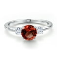 thumbnail image 3 of Gem Stone King 14K White Gold Red Garnet and White Moissanite Engagement Ring for Women | 1.40 Cttw | Round 6.5MM | Gemstone January Birthstone | Size 9, 3 of 6