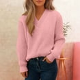 thumbnail image 2 of Women's Long Sleeve Sweatshirt Solid Color Pullover V-neck Sweater Casual Basic Fall Clothes Outfits Fashion Winter Clothing, 2 of 6