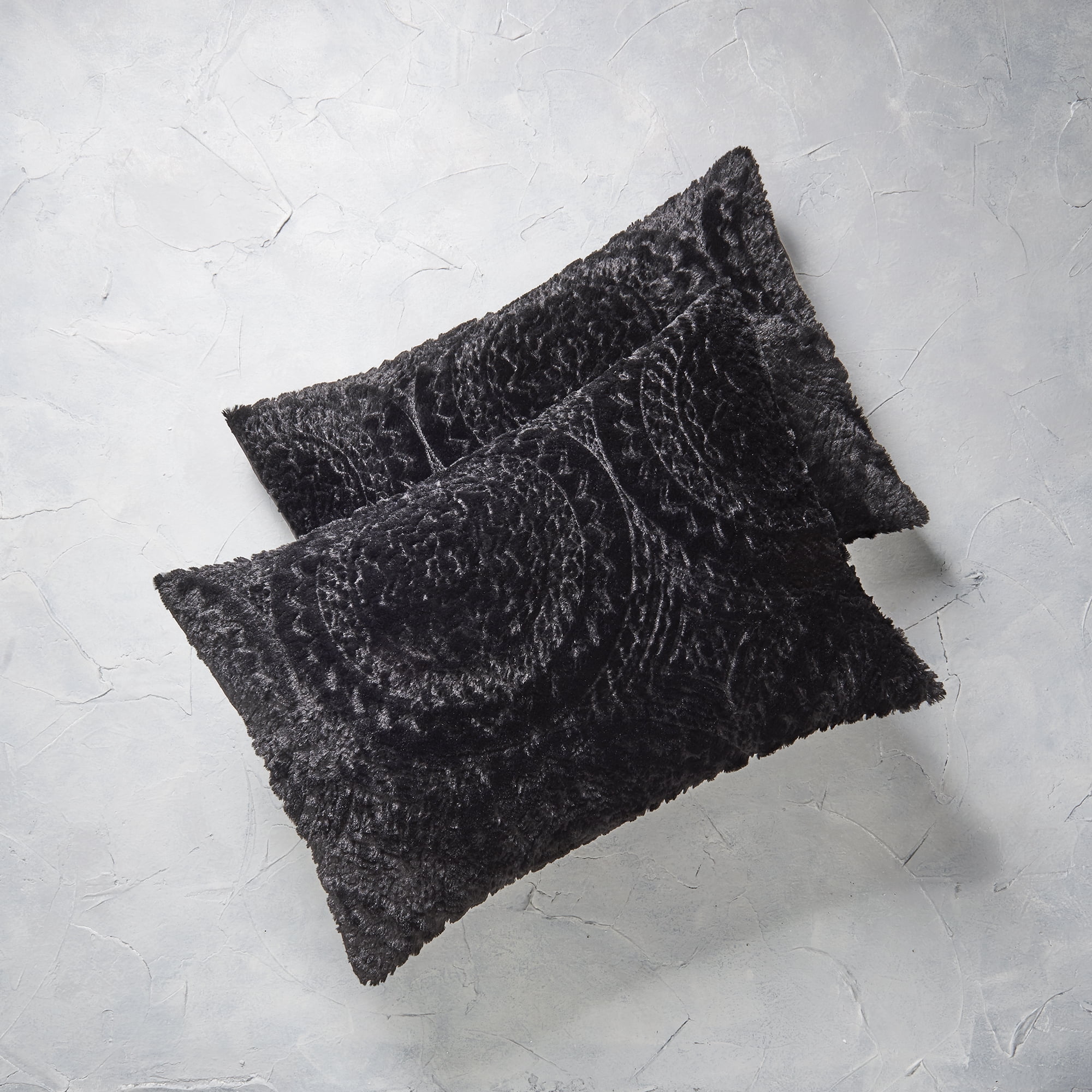Better Homes & Gardens 3-Piece Black Embroidered Faux Fur Comforter Set, King