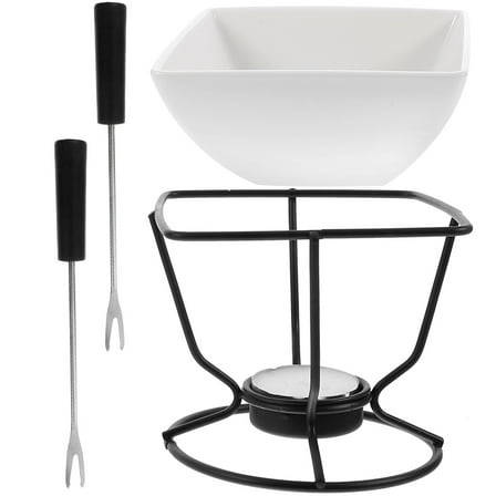 Pawsdot Fondue Pot White Round Iron 1Set 4In