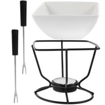 Pawsdot Fondue Pot White Round Iron 1Set 4In