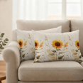 thumbnail image 2 of Watercolor Sunflower Pillow Covers 2 Pack Spring Flower Plant Pillowcase Waterproof Outdoor Throw Pillow Cover for Patio Balcony Rectangular Cushion 20”x12”, 2 of 9