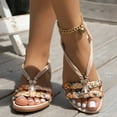 thumbnail image 5 of Mepaouo Flat Sandals for Women Summer Comfortable Ankle Strap Dressy Sandal Beach Flats Shoes Size 6.5, 5 of 9
