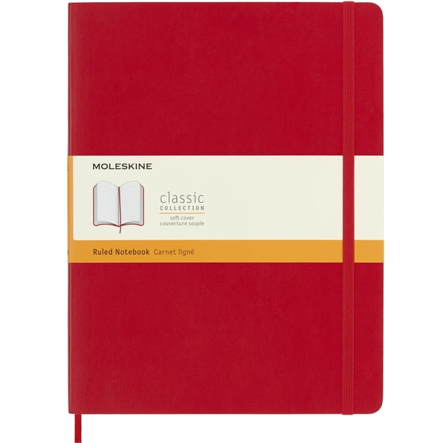 Cuaderno Moleskine Classic de tapa blanda XL, rojo escarlata, 192 págs.