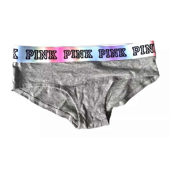 Victoria's Secret Pink Boyshort Shortie Underwear/Panty Gray Ombre Multicolor Logo Band Medium NWT