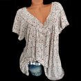 thumbnail image 3 of CHOK Blouse à Manches Courtes Col en V Imprimée pour Femmes Grande Taille, chandail-Over, T-Shirt Fin, 3 of 5