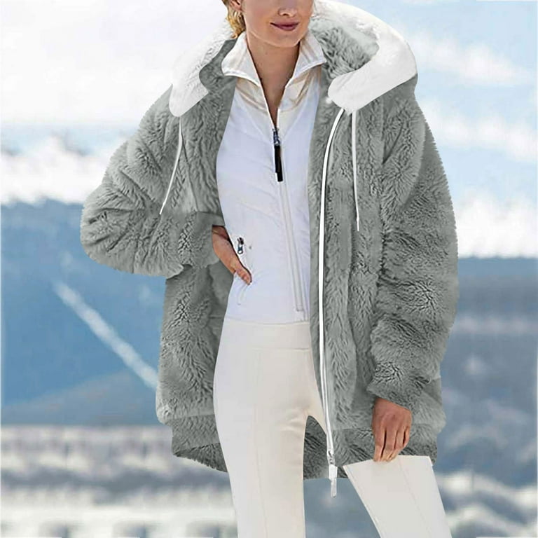 Teddy Fleece Women's Plus Size Fleece Jackets Hoodie Womens
