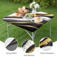 thumbnail image 4 of Black White Gold Wave Marble Square Fitted Tablecloth with Elastic Edge,Square Table Cover,Washable Elastic Table Cover for Home Kitchen Party Decor 36"x36", 4 of 6