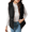 Black, variant on Mengpipi Women's Lightweight Quilted Gilet Autumn Winter Sleeveless Hooded Belted Waist Stand Collar Thermal Coat with Side Pockets S-2XL