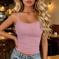 thumbnail image 2 of idosla Spaghetti Strap Crop Tank Tops for Women Cute Summer Camisoles for Teens Fitted Basic Layering Cami Undershirts (Light Pink, One Size), 2 of 8