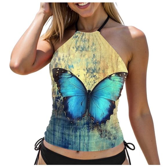 Ramiter Women No Bottom Modest Swimwear Tops Tankini Top Only Push Up Swimsuits Tummy Control Bathing Suit Mint Green,L