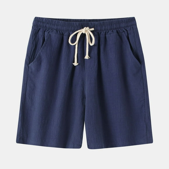 cllios Shorts en Coton et Lin pour Hommes Été Taille Élastique Pantalons de Plage Amples Pantalons de Détente Confortables Shorts de Pyjama