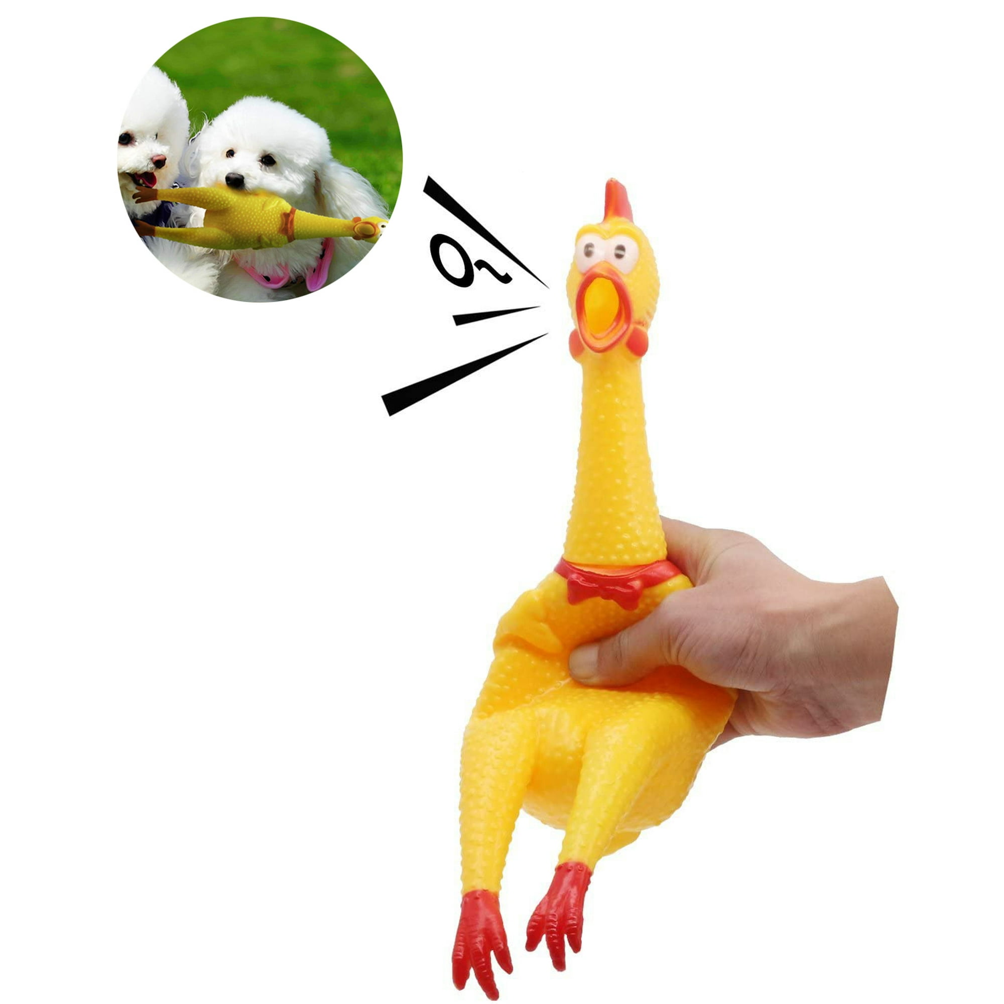 Hotelus Novelty Square Squawking Chicken Dog Toy Large Yellow Rubber Squeeze Squeaking And Screaming Chicken Pets Or Children Yellow
