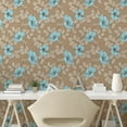 thumbnail image 2 of Ambesonne Floral Peel & Stick Wallpaper for Home, Roses Leaves Romantic Scene, 13"x36", Pale Brown and Soft Blue, 2 of 5
