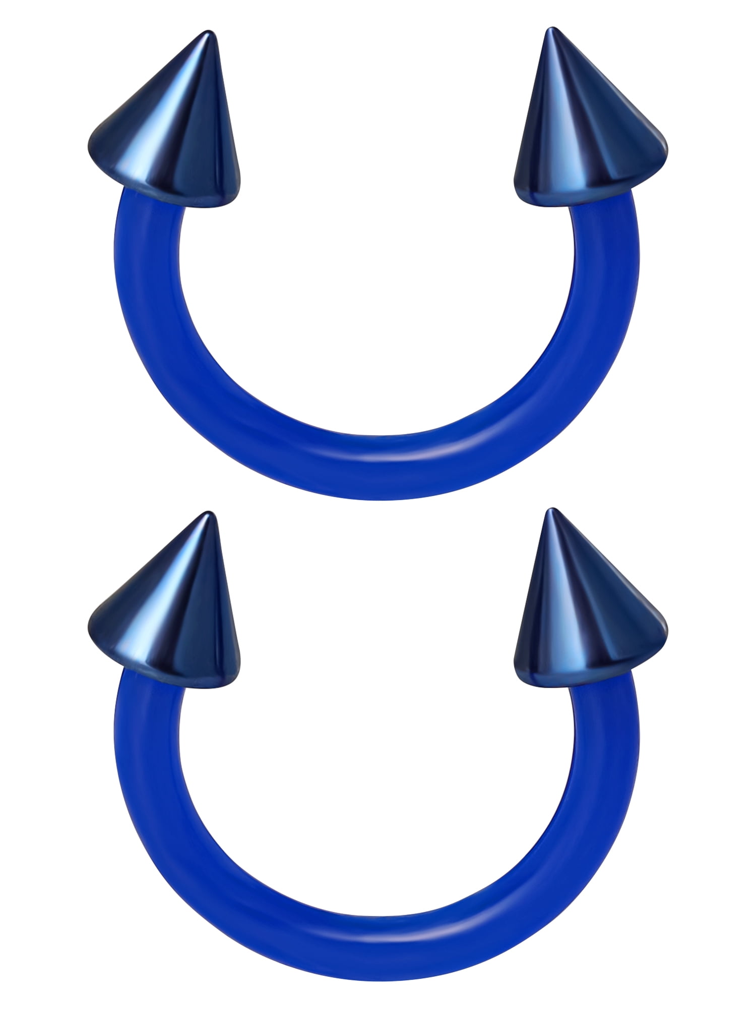 Body Jewelry Women's Basics, Stainless Steel,14-Gauge Circular Barbells in Blue with Anodized Cones
