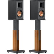 Height Adjustable Speaker Stands Pair for Studio Monitor & Bookshelf Speaker Stands-Wood Grain Floor Speaker Stands for Klipsch, ELAC, JBL, KEF, Edifier Surround Sound Speaker Stand Up to 50 Lbs
