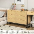 thumbnail image 3 of Rattan Dresser for Bedroom, Wooden Dresser Chest of Drawers, 6 Drawer Wide Dresser, 3 of 8